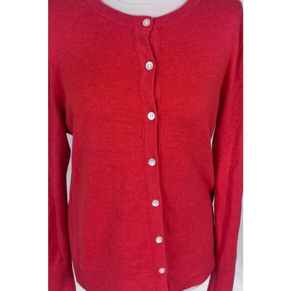 Eddie Bauer Medium Button Front Cardigan Sweater Cotton Nylon Blend Orange - Picture 2 of 10